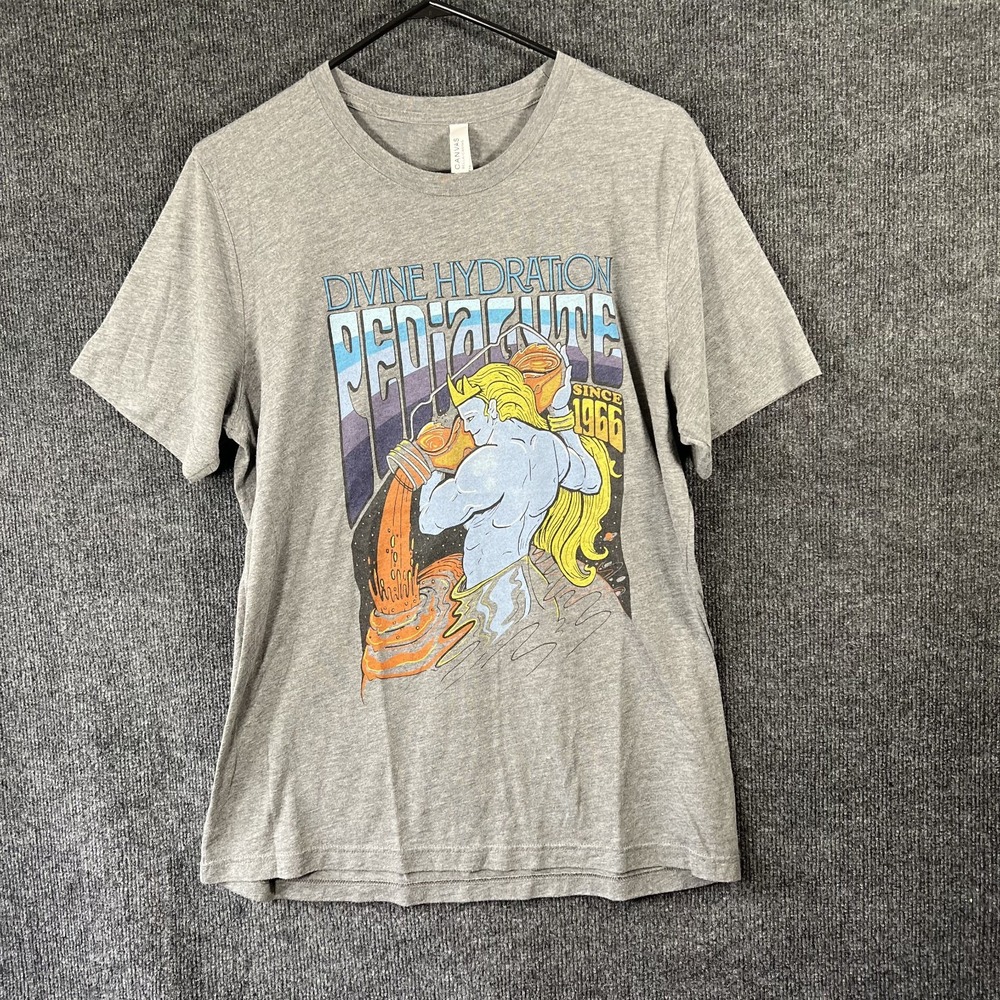 Pedialyte Divine Hydration T-Shirt Mens L Gray Funny Hangover Gym Rave Meme Tee